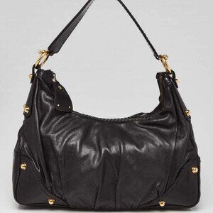 Gucci Black Leather Medium Jockey Hobo Bag